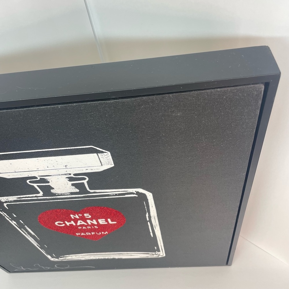 ‘I Love Chanel’ NO.5 Art Giclee Canvas Print Signed Shane Bowden Red Glitter 20” - Picture 8 of 16